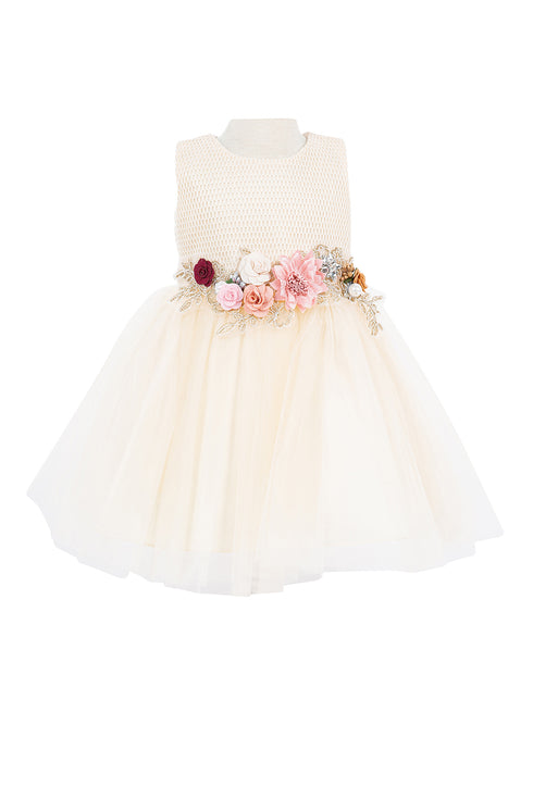 Baby Girls 3D Multi Floral Belt Flower Girl Dress 3-24M - SophiasStyle.com